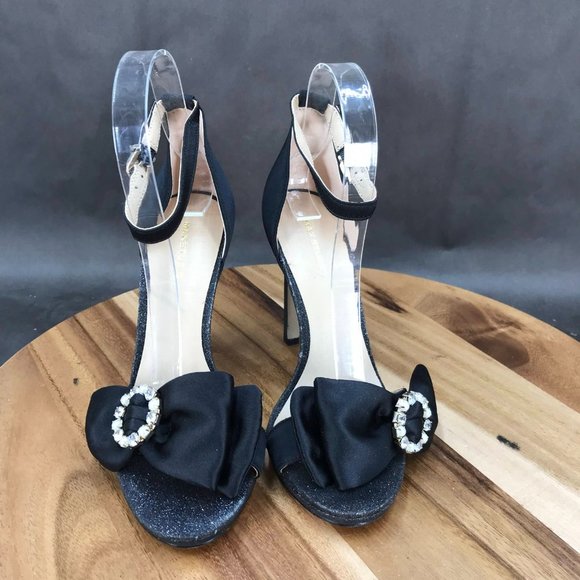 Max Studio Black Ankle Strap Embellished Pump Heel Sandals Womens Size 6 B - Picture 2 of 7